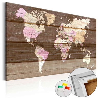 Slika na plutenoj podlozi Wooden World [Cork Map] 60x40